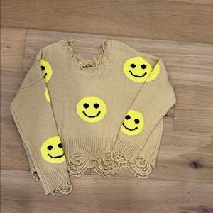Trendy Boutique Beige Smiley Face Sweater
